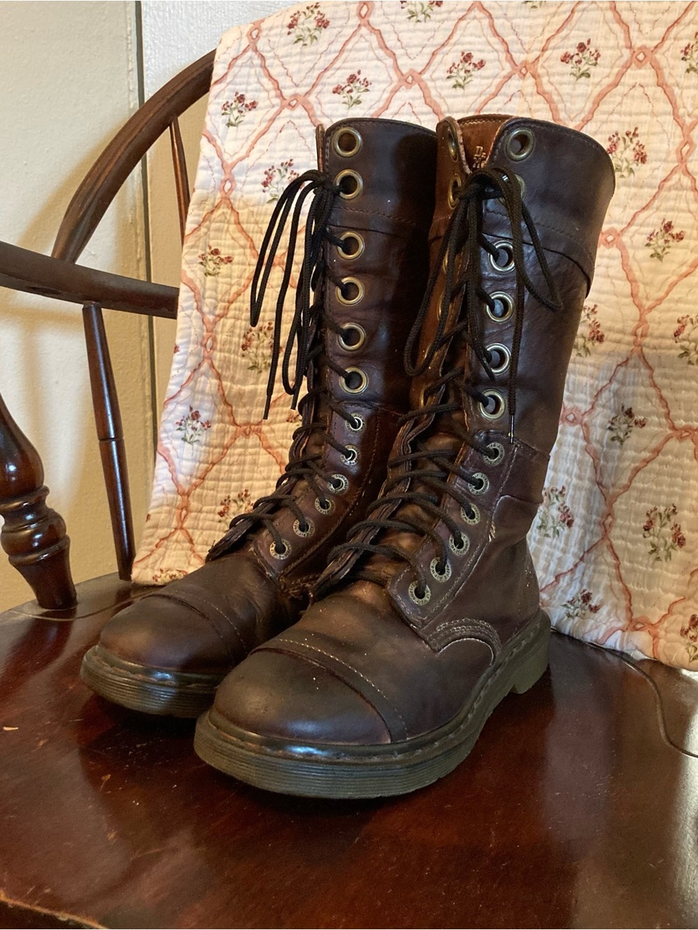 Dr Martens Brown Triumph Mid-Calf Lace-Up Boots